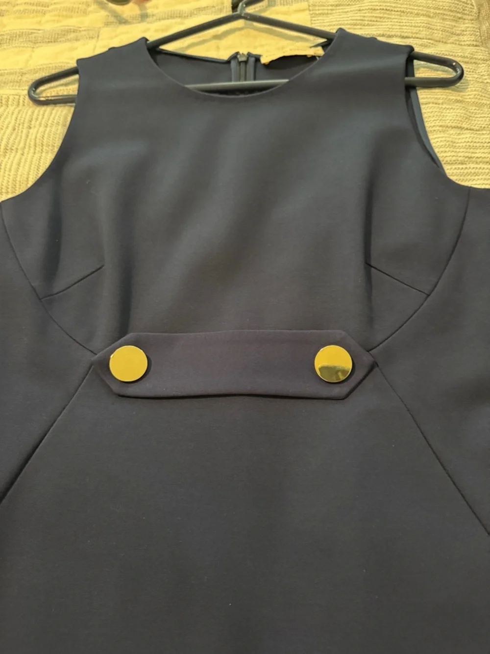 Tory Burch Sleeveless Navy Sheath Dress with Button Detail - Picture 5 of 8